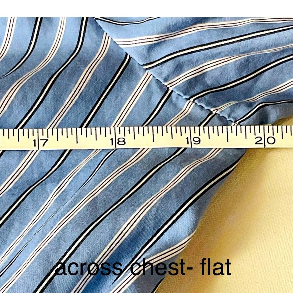 LRL Ralph Lauren black label cotton preppy pinstripe shirt dress blue 6 read